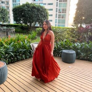 Formal Terracotta Dress | Amalin de Hazbun designer